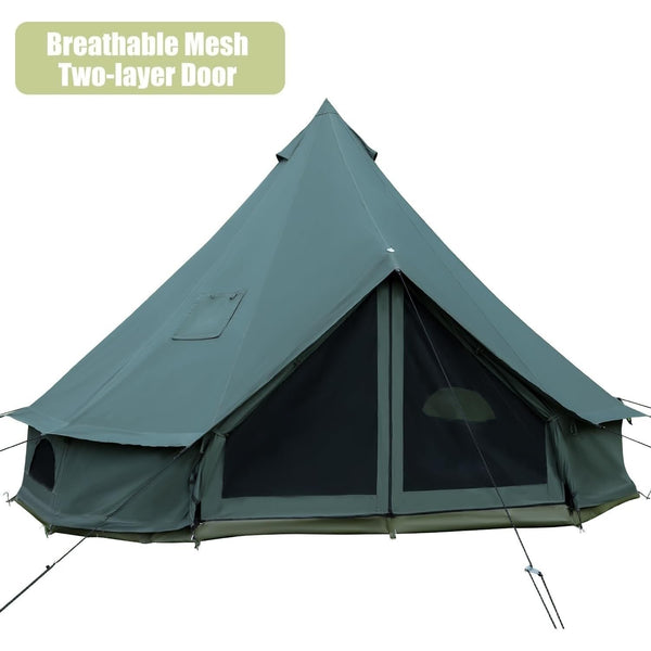 Luxury Cotton Bell Tent, Yurt Canvas Tent with Stove Jack, 4\u002F6\u002F8 Person Family 4 Season Camping