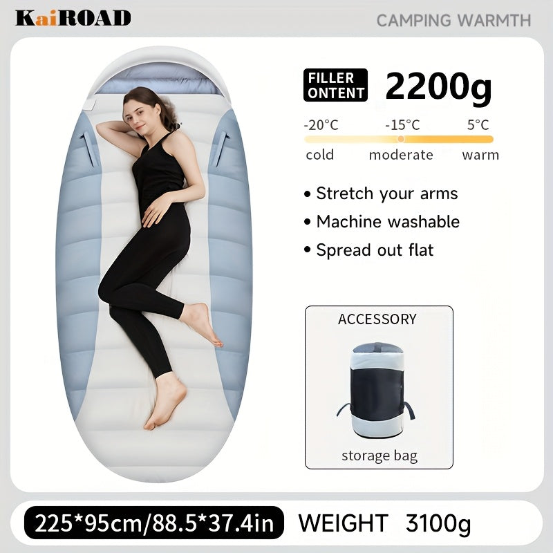 1-Person Heavy-Duty Winter Warm Sleeping Bag for Adults - All-Season Cold-Resistant Camping