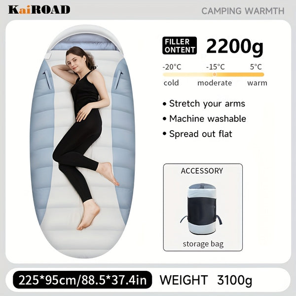 1-Person Heavy-Duty Winter Warm Sleeping Bag for Adults - All-Season Cold-Resistant Camping