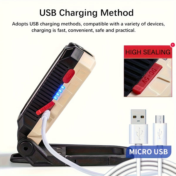 Portable Flashlight 2pcs Portable Handheld Flashlight | LED Work Light with Magnet Hook