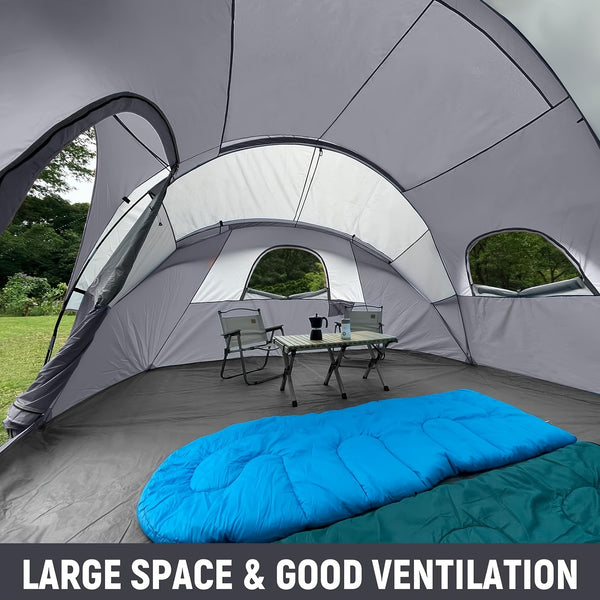 HIKERGARDEN 10 Person Camping Tent - Portable Easy Set Up Family Tent for Camp