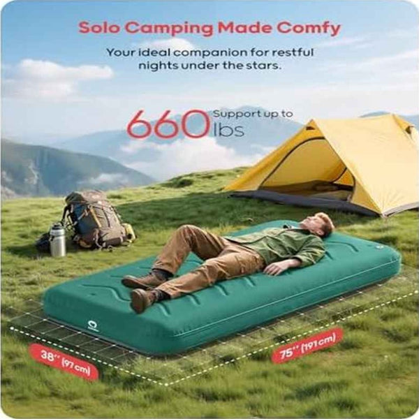 Twin Size Camping Pad - 9 Thick R8 - 10 Insulated Inflatable Mattress with Foam Comfort