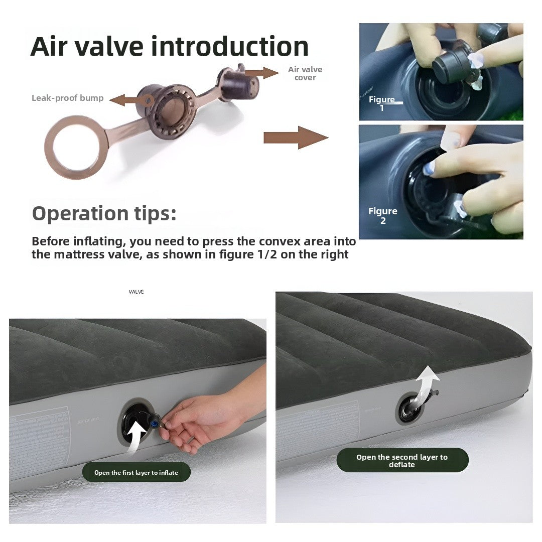 Inflatable Mattress, Portable Foldable Flannel Sleeping Pad, Suitable for Camping