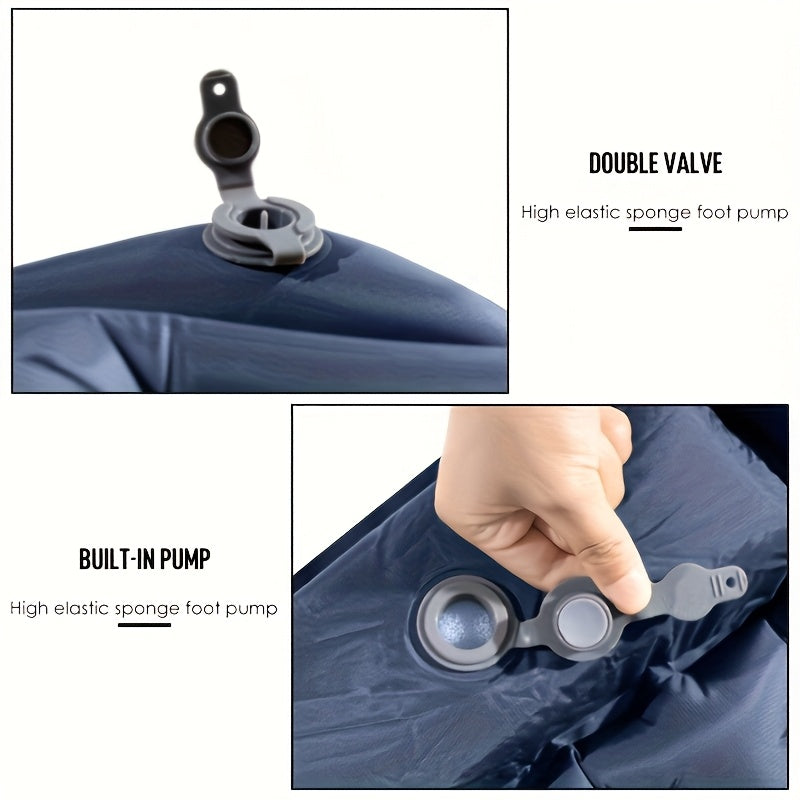 1-Person Self-Inflating Sleeping Pad with Manual Pump - Heavy-Duty Nylon Camping Mat