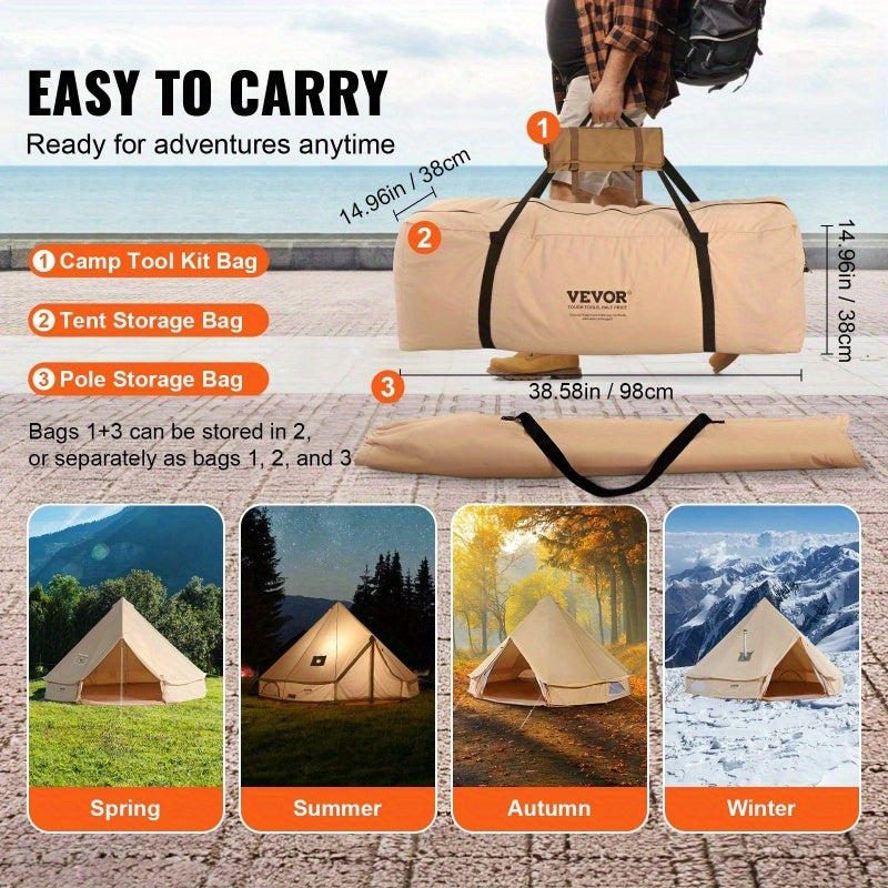 VEVOR 1012 Person Canvas Ging Bell Tent, Breathable Waterproof Yurt Tent with Stove Jack