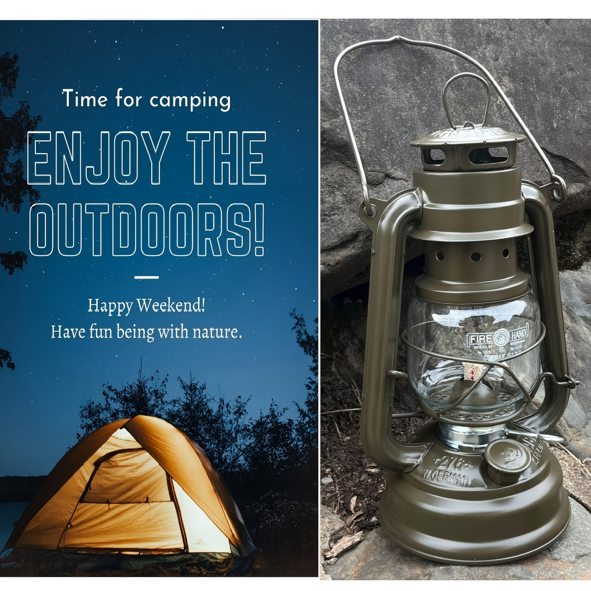 Hurricane Lamp - Metal Kerosene Lantern with Panels, Outdoor Storm for camping