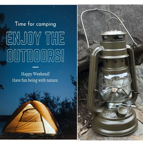 Hurricane Lamp - Metal Kerosene Lantern with Panels, Outdoor Storm for camping