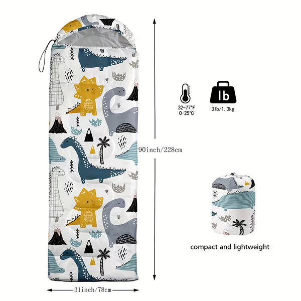 1pc Dinosaur Camping Sleeping Bag, Portable Lightweight Warm Quilt for All Seasons