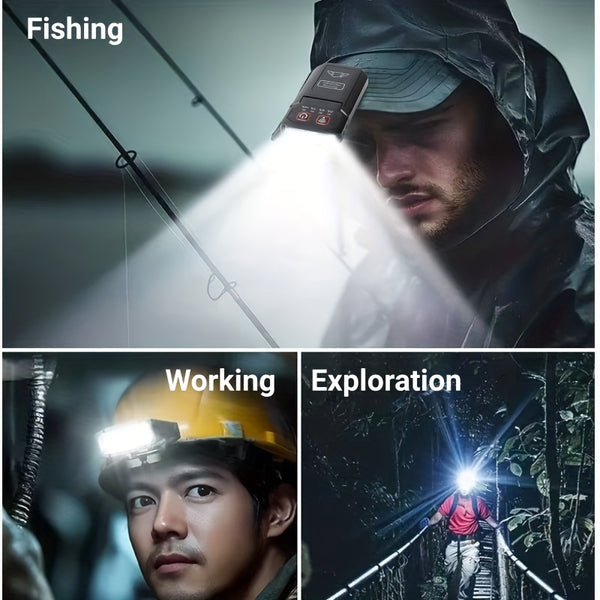 Outdoor night fishing hat clip light Type-C charging wave sensing 5-mode multi angle adjustable lighting small flashlight