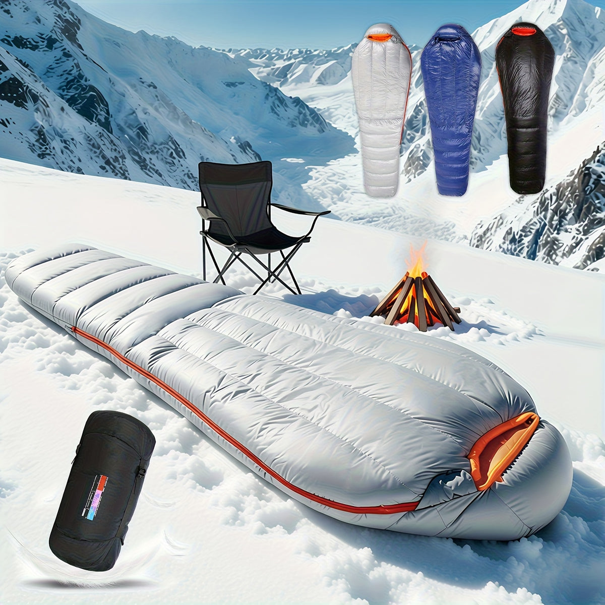 1-Person for all-Season Cold-Resistant Mummy Sleeping Bag with