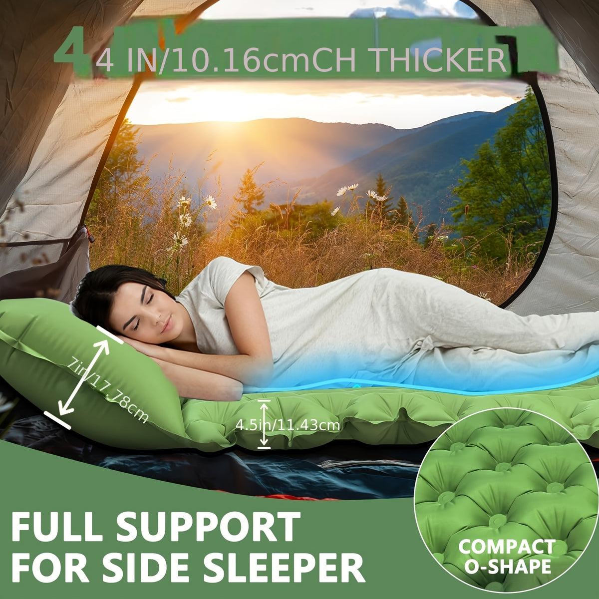 Double Sleeping Pad: Self Inflating Camping Pad Mattress for Backpacking & Outdoor Trips | 4\