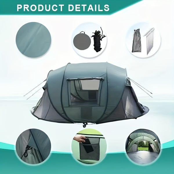 Quick-Open No-Assembly Automatic Tent, Portable Foldable Camping Tent for All Seasons