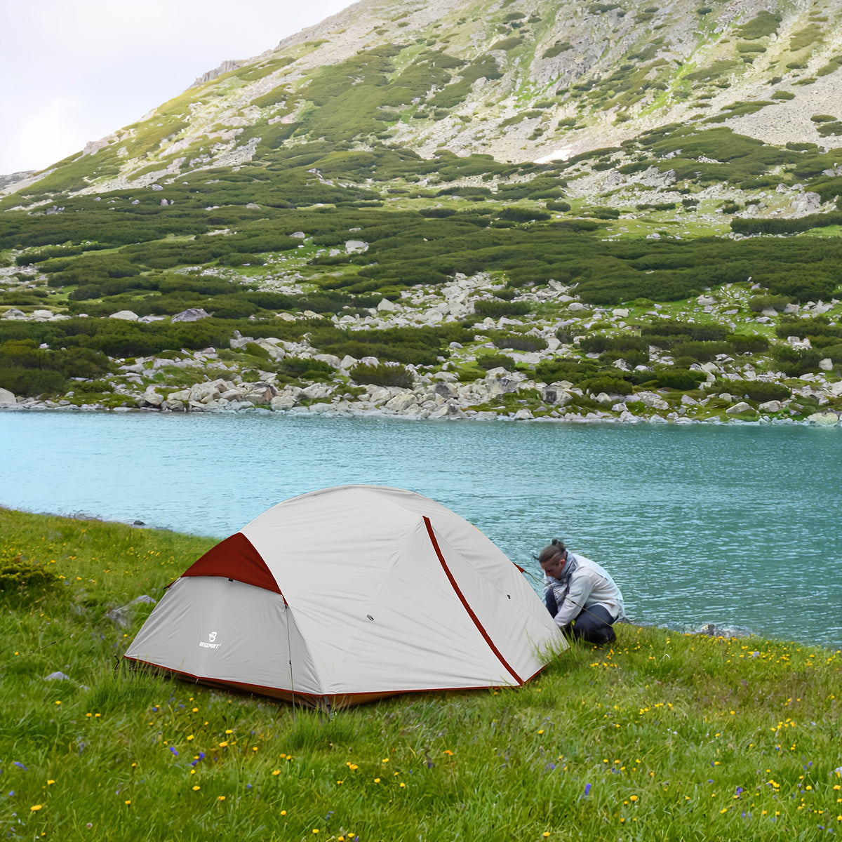 Camping Tent for 2-3 Person, Lightweight Backpacking Tent Waterproof Windproof