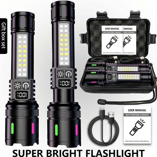 1pc\u002F2pcs Ultra-Bright Rechargeable Flashlight Gift Set, COB Flashlight