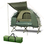 GYMAX 1-Person Camping Tent Cot, 5-in-1 Folding Camping Bed with Air Mattress, Pillow