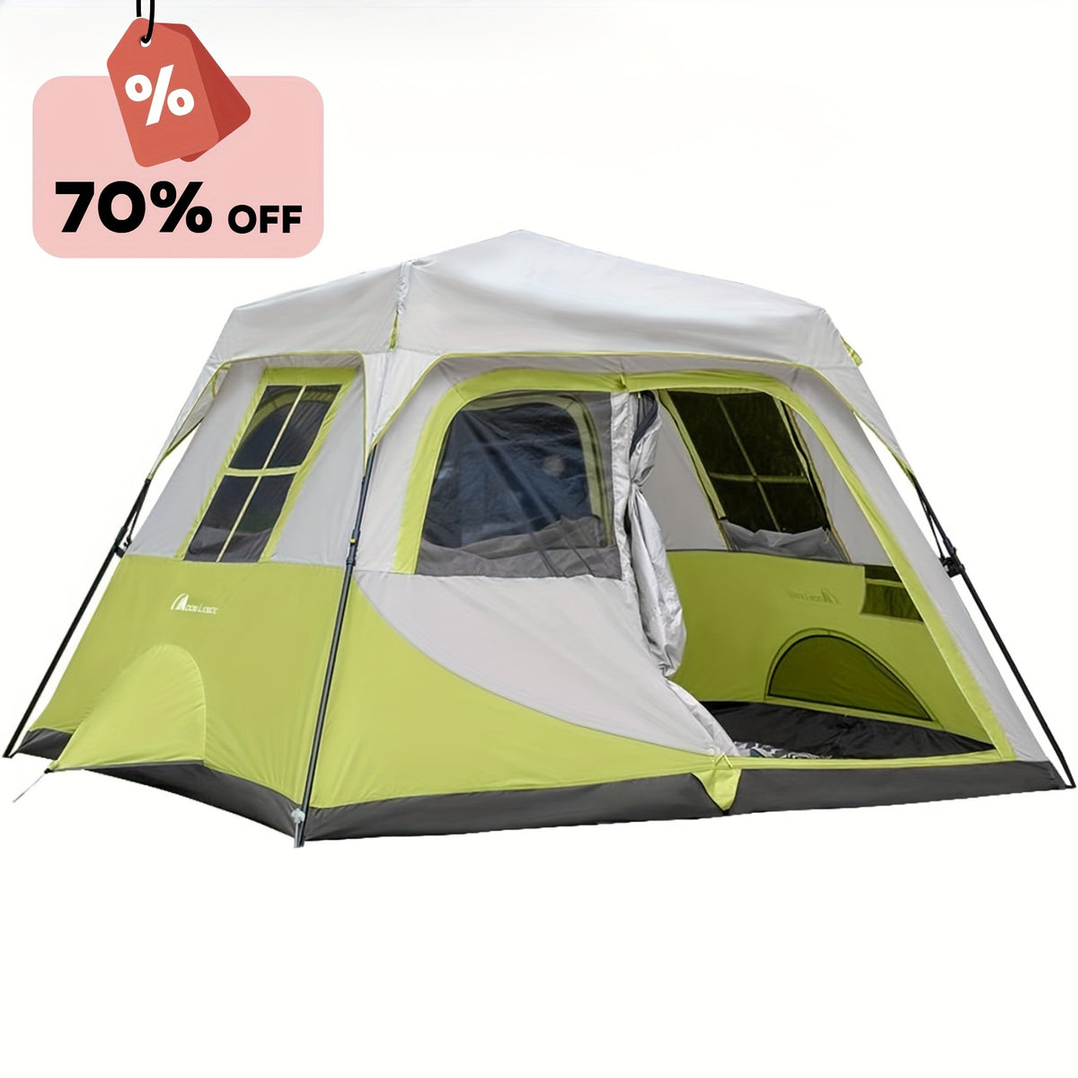 MOON LENCE Camping Tent Pop Up Tent 4-5 Person, Double Layers Waterproof Backpacking Tents with Porch