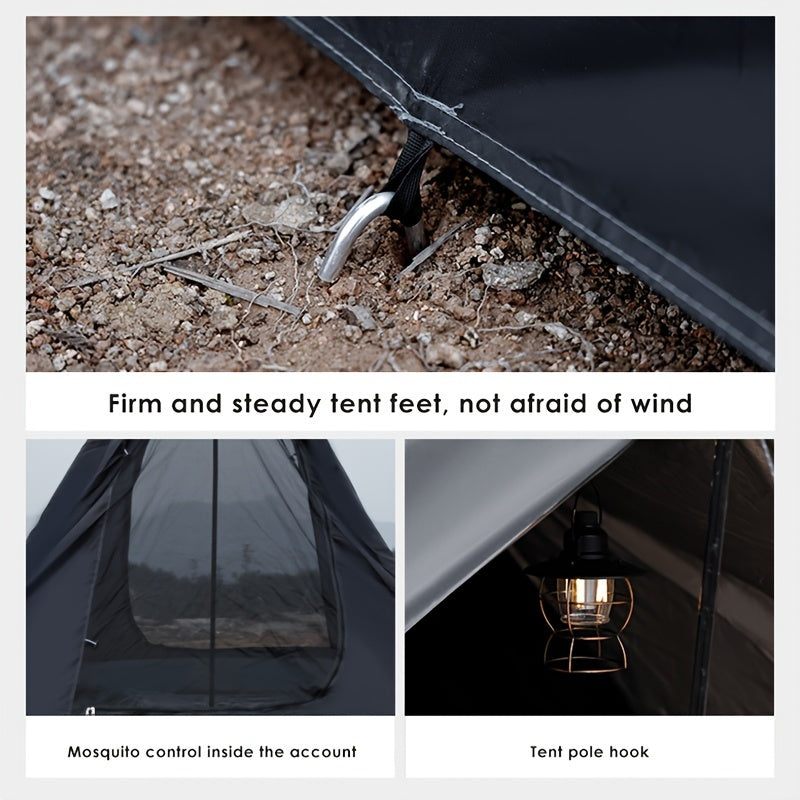 2-Person Black Knight Pyramid Camping Tent - Storm & Wind Resistant