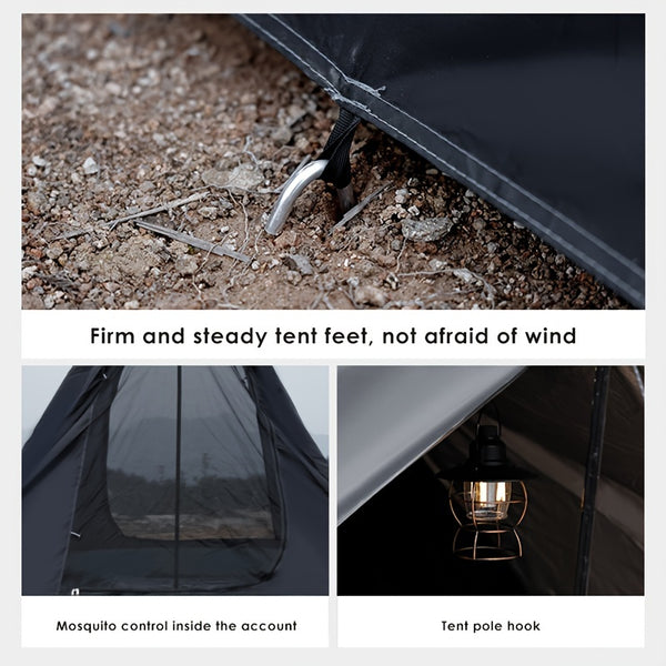 2-Person Black Knight Pyramid Camping Tent - Storm & Wind Resistant
