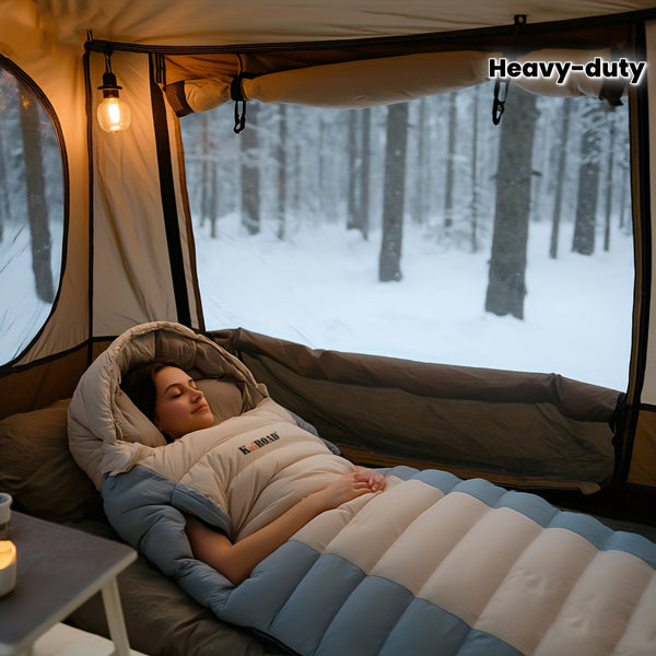 1-Person Heavy-Duty Winter Warm Sleeping Bag for Adults - All-Season Cold-Resistant Camping