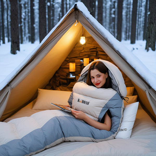 1-Person Heavy-Duty Winter Warm Sleeping Bag for Adults - All-Season Cold-Resistant Camping