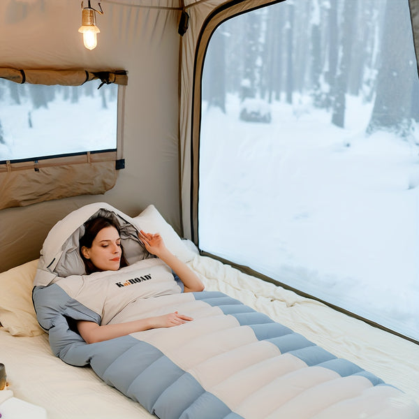 1-Person Heavy-Duty Winter Warm Sleeping Bag for Adults - All-Season Cold-Resistant Camping