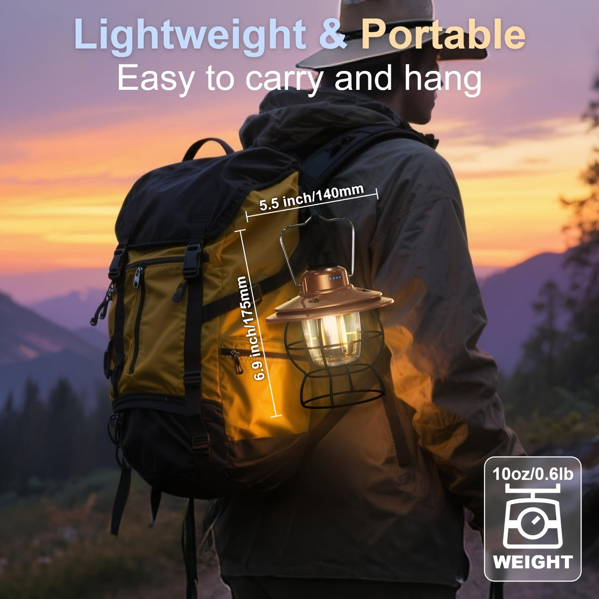 LED Lantern Rechargeable Dimmable Portable Vintage Lantern