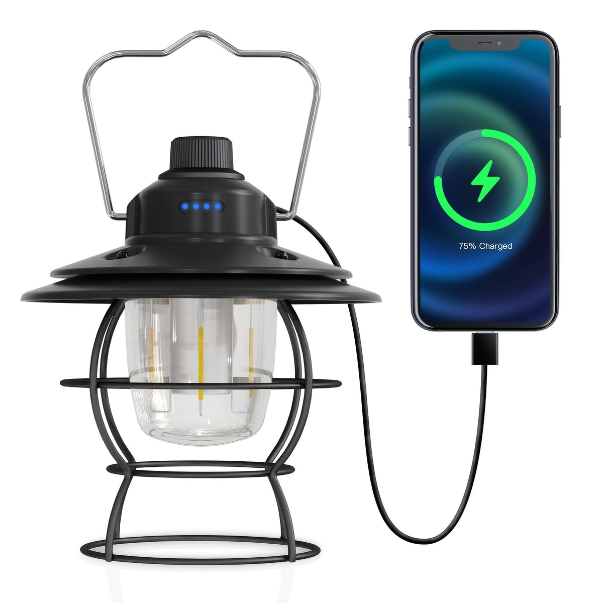 LED Lantern Rechargeable Dimmable Portable Vintage Lantern