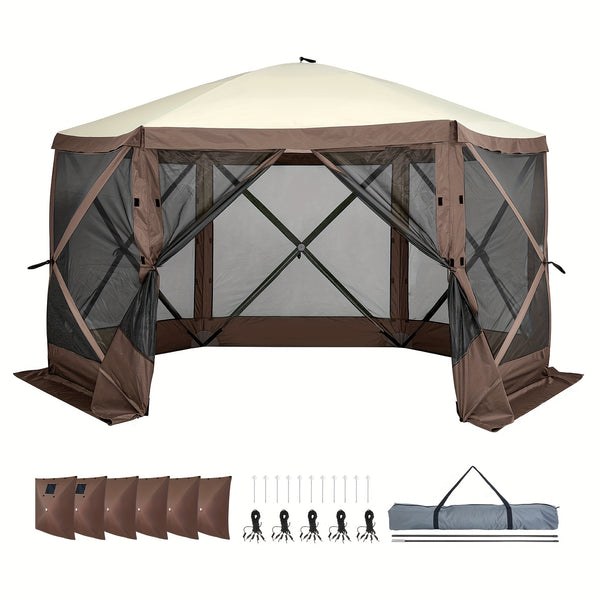 Happybuy 12x12ft Instant Pop-Up Gazebo Tent with Removable Privacy Walls & Mesh Windows