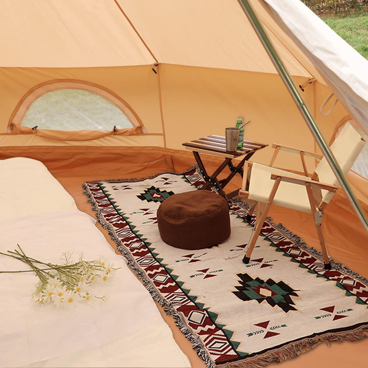 Luxury Cotton Bell Tent, Yurt Canvas Tent with Stove Jack, 4\u002F6\u002F8 Person Family 4 Season Camping